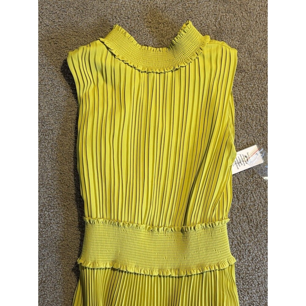 Nanette Lepore Golden Cypress Pleated Dress Size 6 Sleeveless Mock Neck - Picture 5 of 6